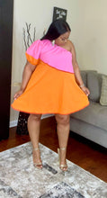 Load image into Gallery viewer, Color Block Shoulder Dress
